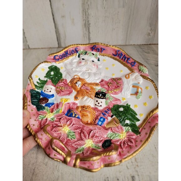 Cookies for‎ Santa vintage ceramic plate home decor xmas snowman - Picture 6 of 7